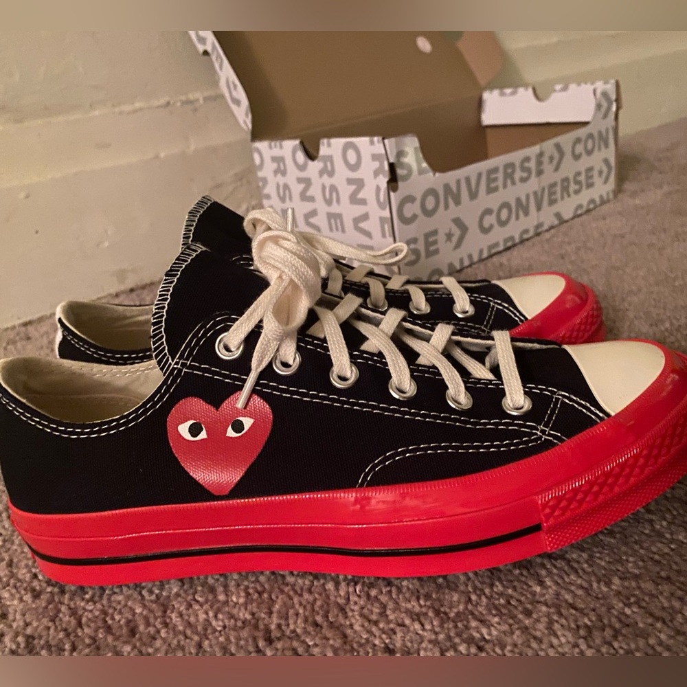 Black and Red Heart Converse